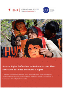 Human rights defenders in national action plans on business and human rights
